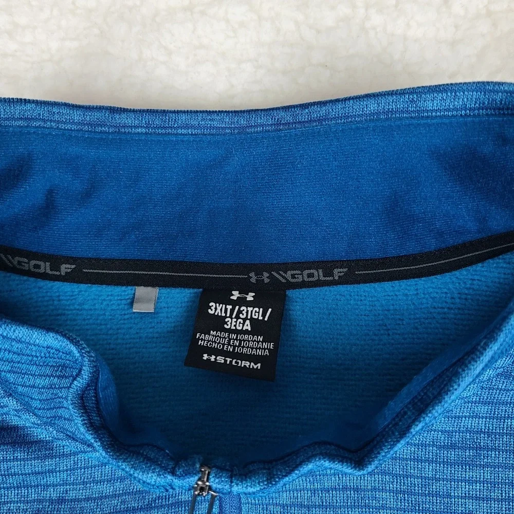 Under Armour Storm Sweater Mens 3XLT 3XL Tall Blue Striped Performance Tech Golf